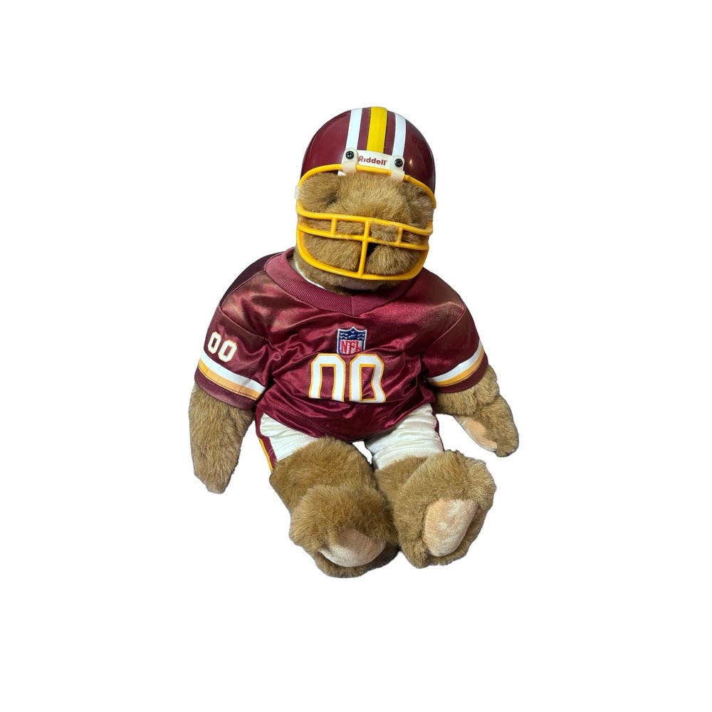 Vintage Washington Redskins‎ NFL Plush Teddy Bear with Riddell Helmet Jersey 00